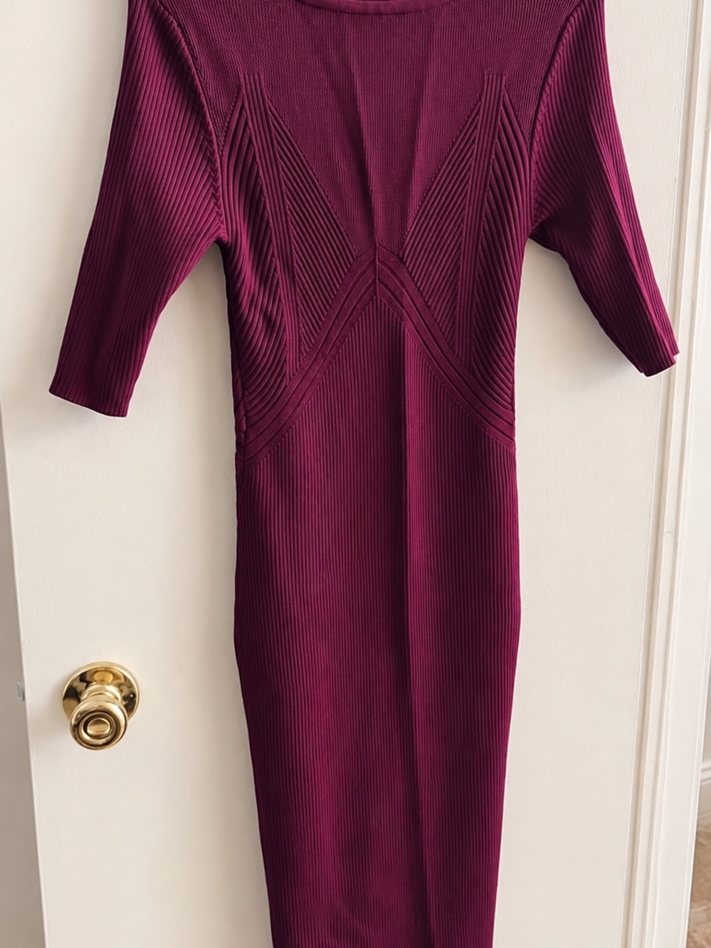 Rebecca Minkoff Ribbed Midi Dress in Plum